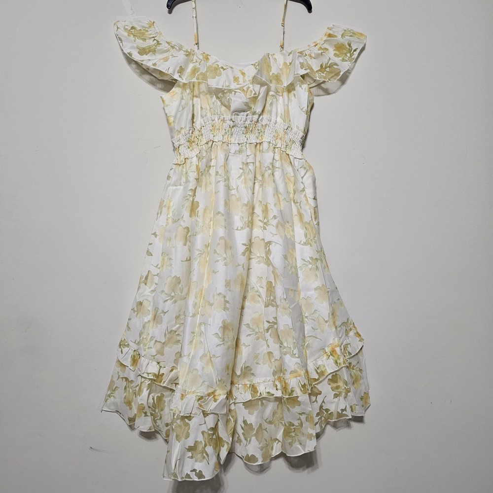 Layered With Love Women's Dress Plus Size 1X Yellow Off-Shoulder Ruffles Hi-Low - Picture 11 of 12